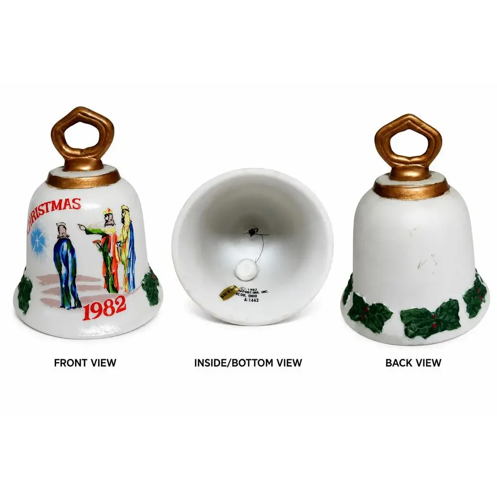 👸🏾🫅🏾🤴🏾1982 Christmas Bell 🔔Ornament Wise Men Nativity Decor Nostalgic